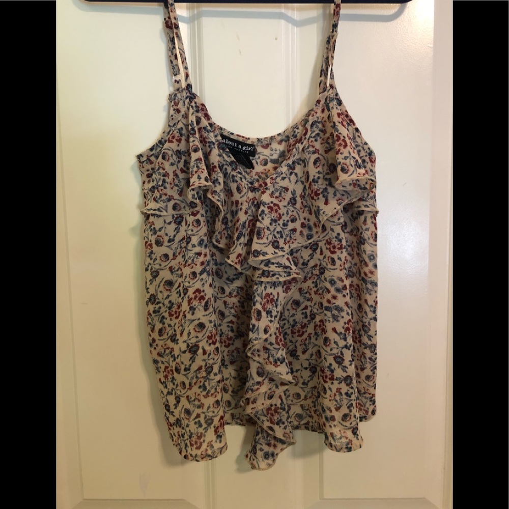 Ruffled Floral Tank Top